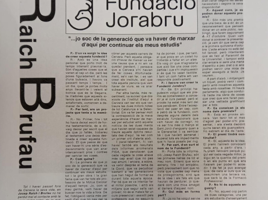 Publicació Entrevista a la Veu de la Segarra el 10 d'Octubre de 2025